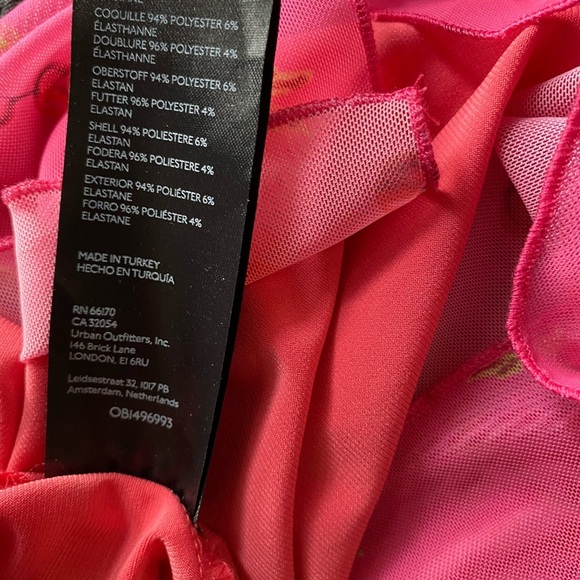 Urban Outfitters Bright Side Lace-Up pink floral cherry Mini Dress sz M nwt - Picture 12 of 14